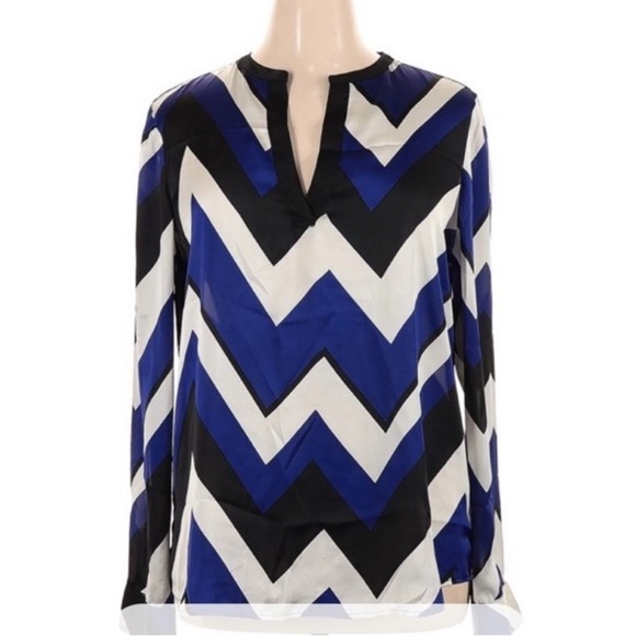 Ralph Lauren black, white, and blue chevron long sleeve -Large Size 1X - Picture 1 of 6
